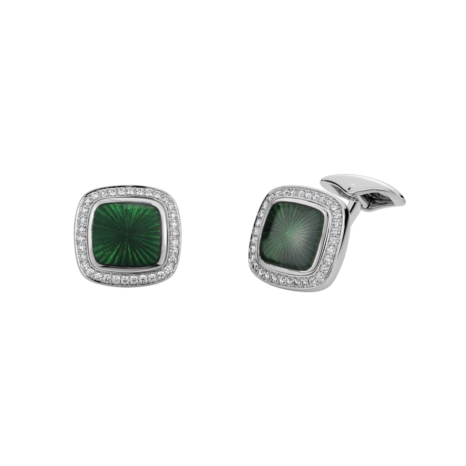 Diamond cufflinks with Enamel Carnegie