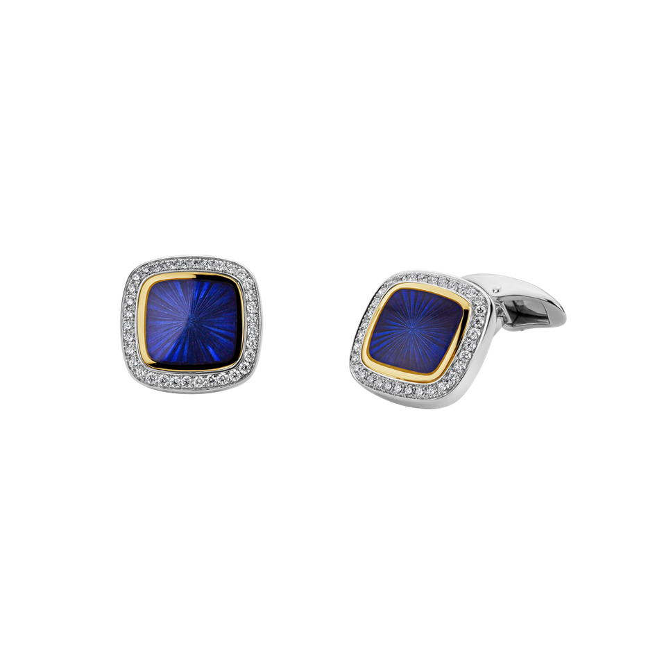 Diamond cufflinks with Enamel Regal Finery