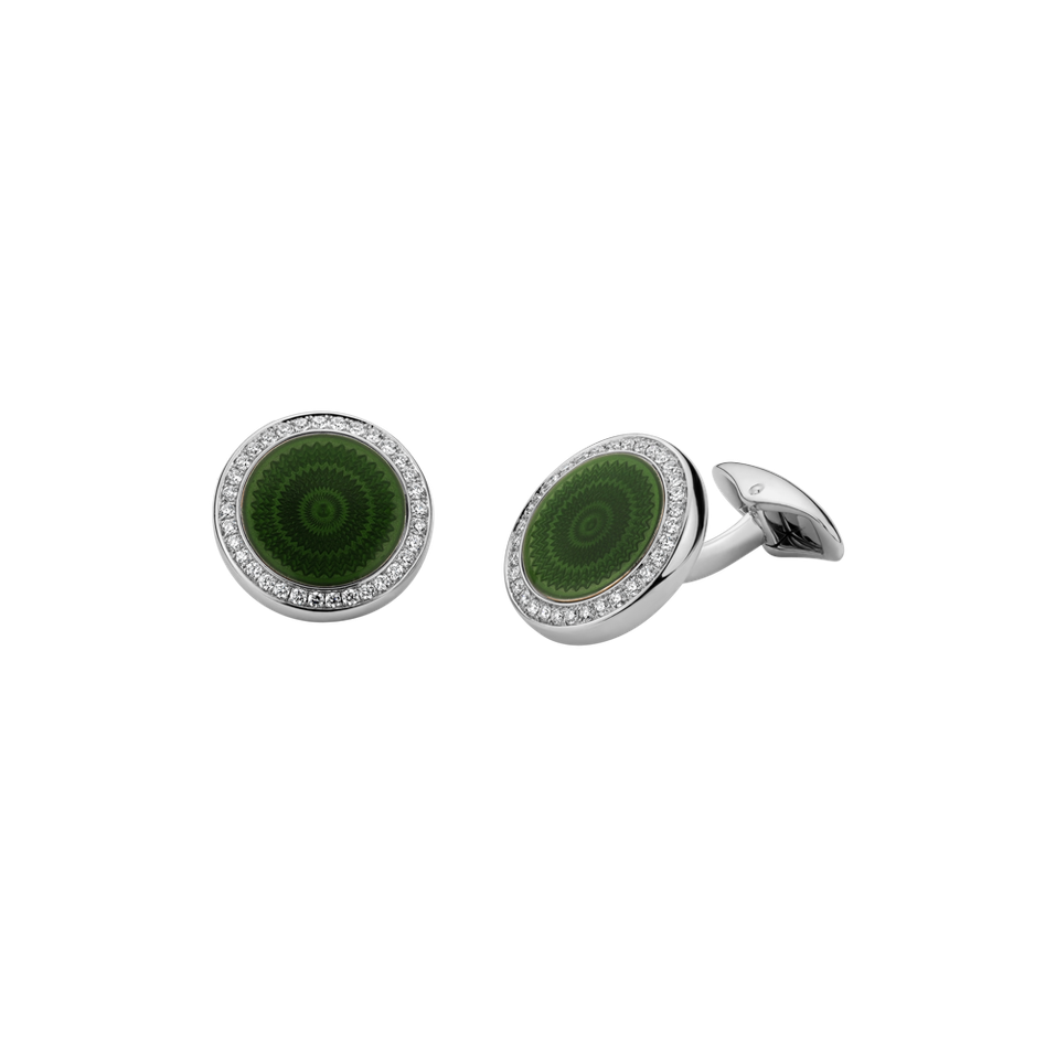 Diamond cufflinks with Enamel Envious