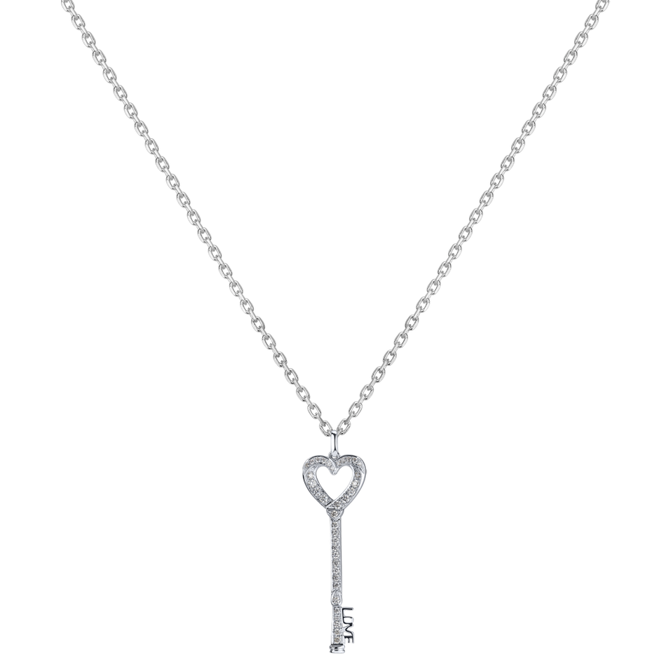 Diamond pendant Heart Key