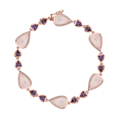 Diamond bracelet with Rose Quartz and Amethyst Dawn Poetry