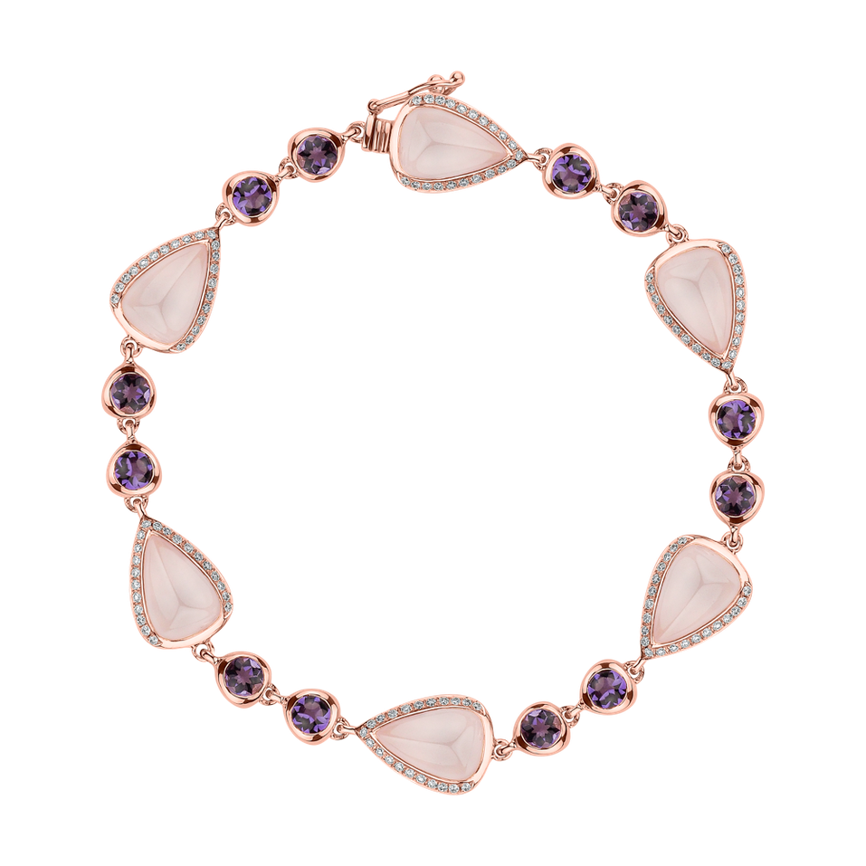 Diamond bracelet with Rose Quartz and Amethyst Dawn Poetry