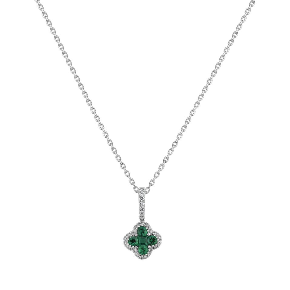 Diamond pendant with Emerald The Clover Bloom