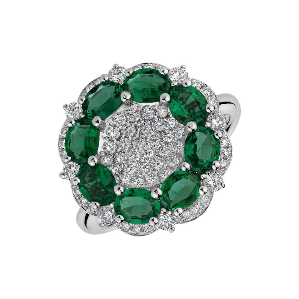 Diamond ring with Emerald Cadmium Green