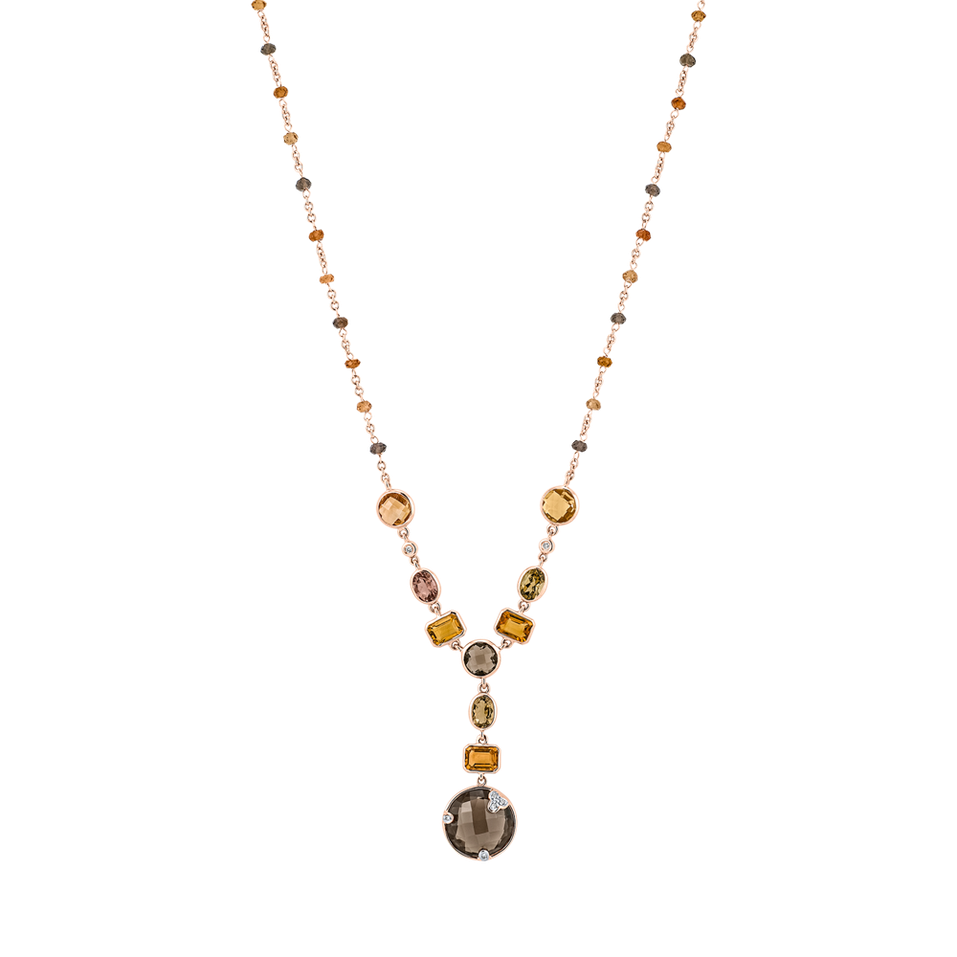 Diamond necklace with Quartz, Citrine and Tourmalíne Seraph Treasure