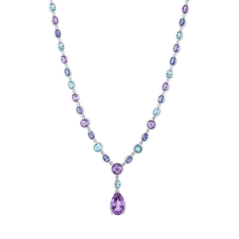 Diamond necklace with Amethyst, Topaz and Iolite Violet Romance