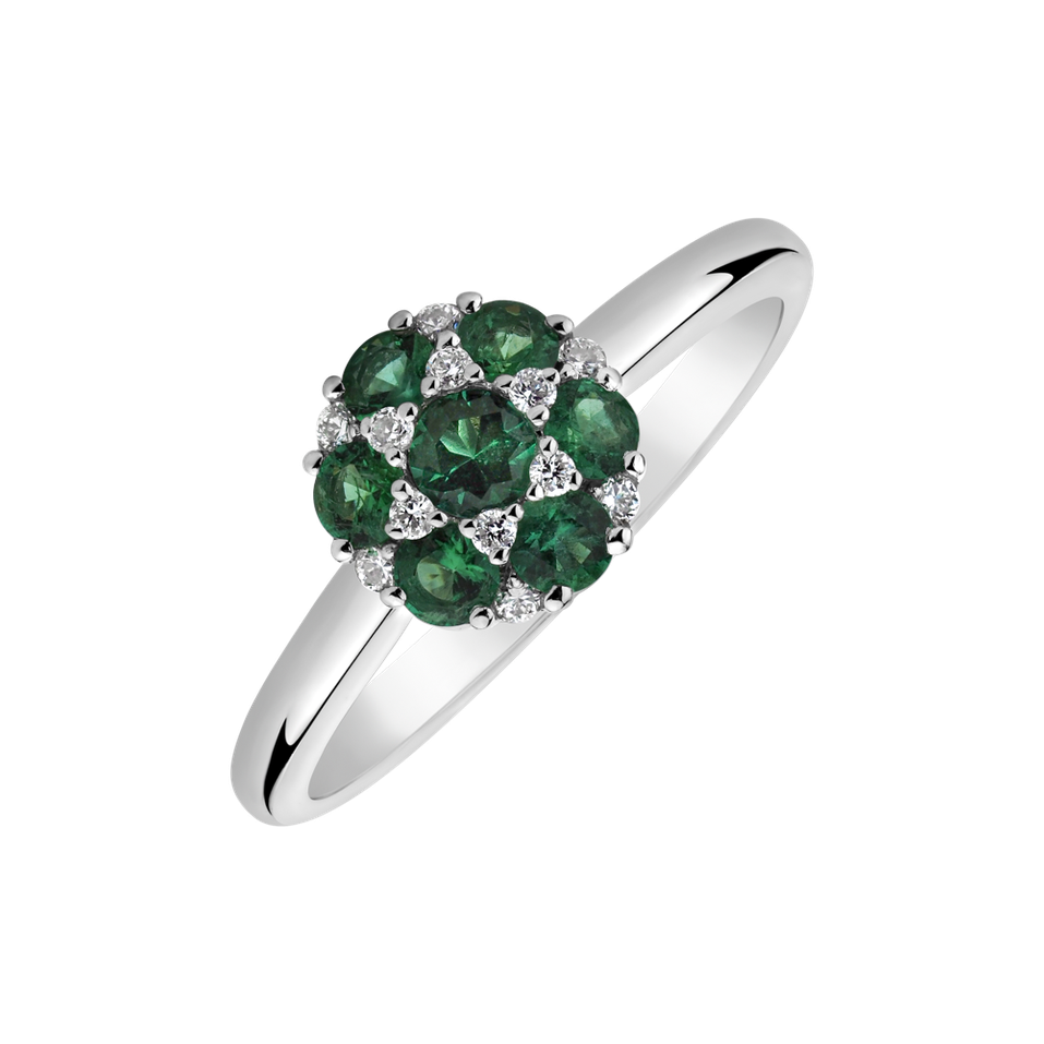 Diamond ring with Emerald Serene Meadows