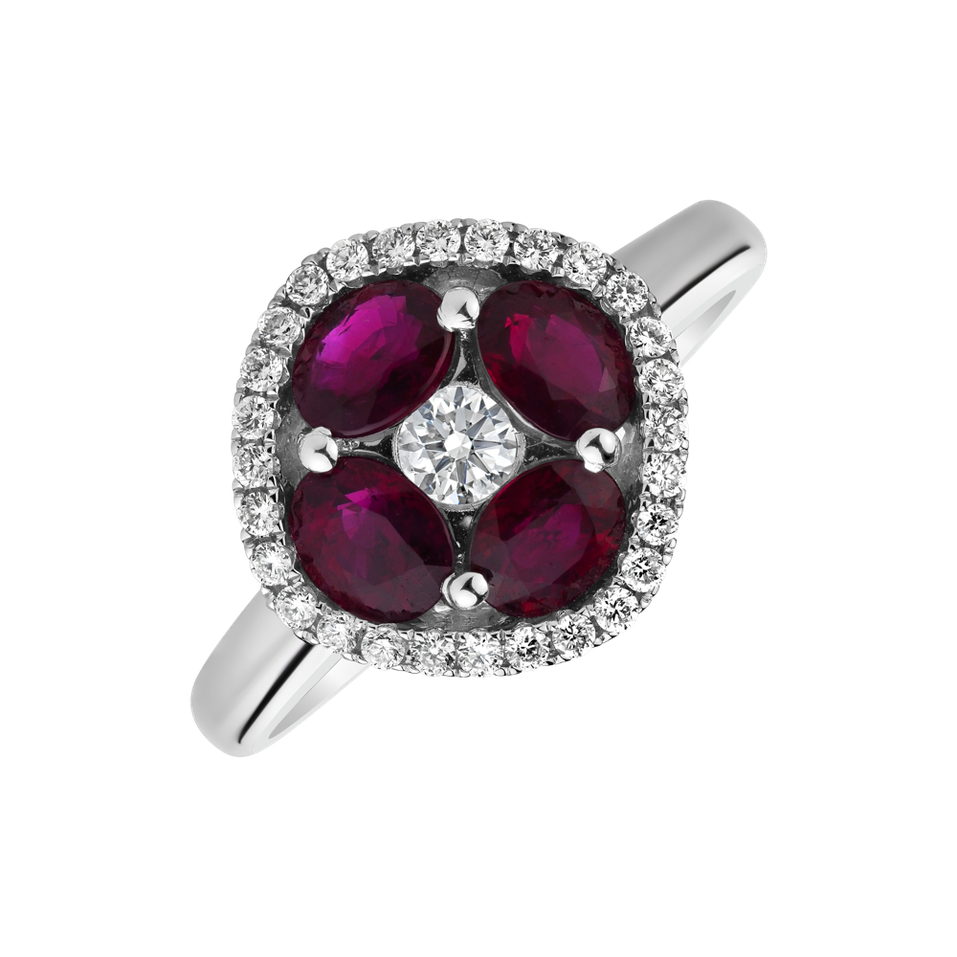 Diamond ring with Ruby Coraline