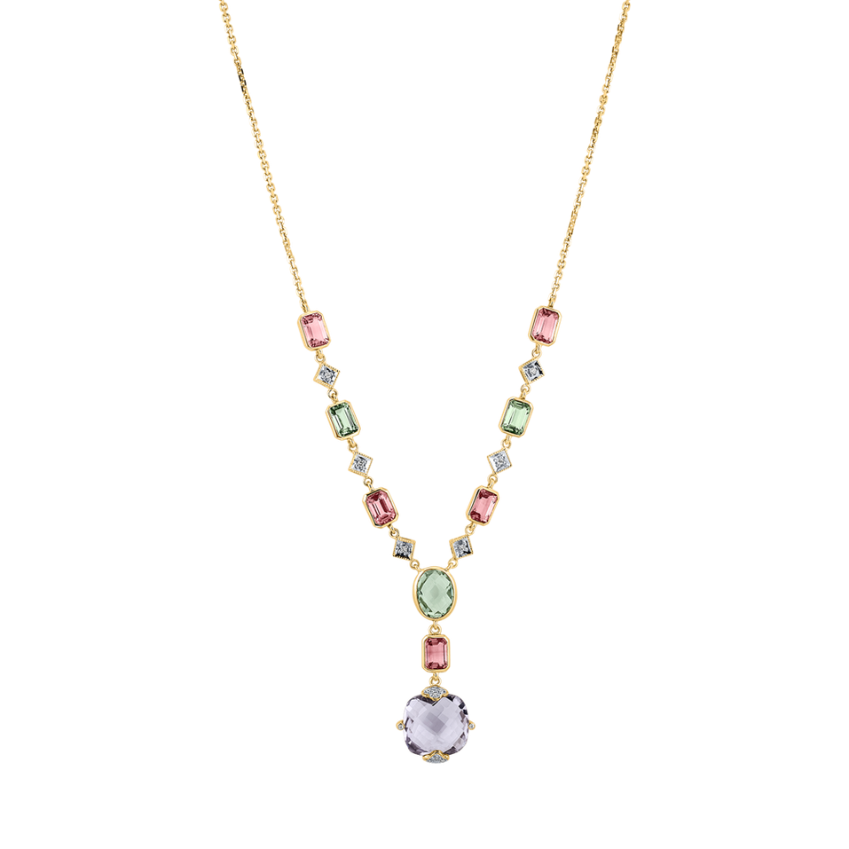 Diamond necklace with Amethyst and Tourmalíne Romantic Queen