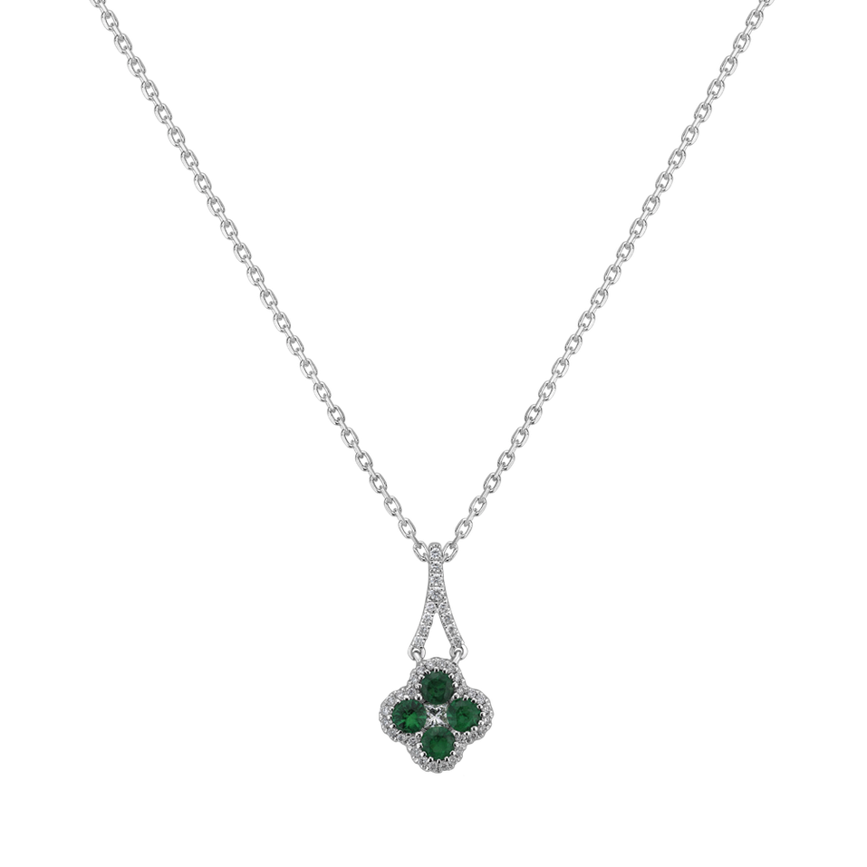 Diamond pendant with Emerald The Clover Blossom