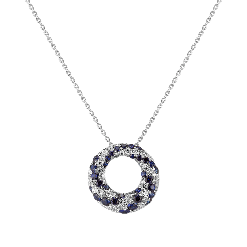 Diamond pendant with Sapphire Ring Twist