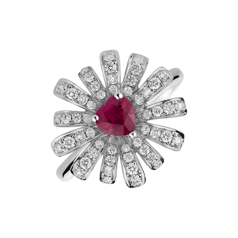 Diamond ring with Ruby Anya