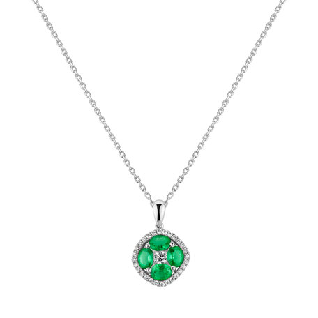 Diamond pendant with Emerald Joyful Memento