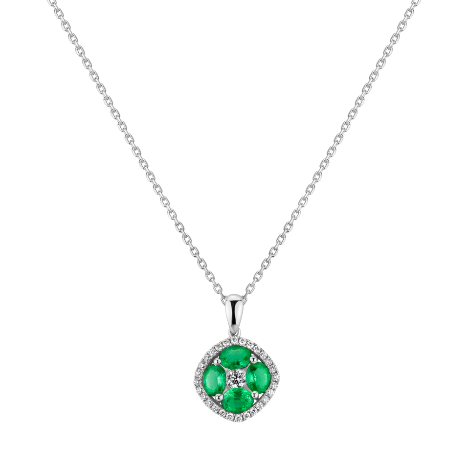 Diamond pendant with Emerald Joyful Memento