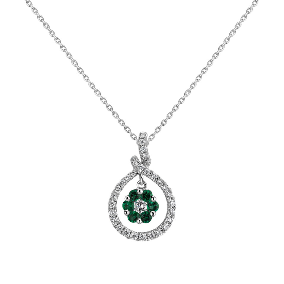 Diamond pendant with Emerald Dahlia