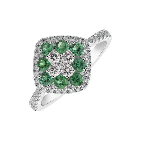 Diamond ring with Emerald Bleckbell