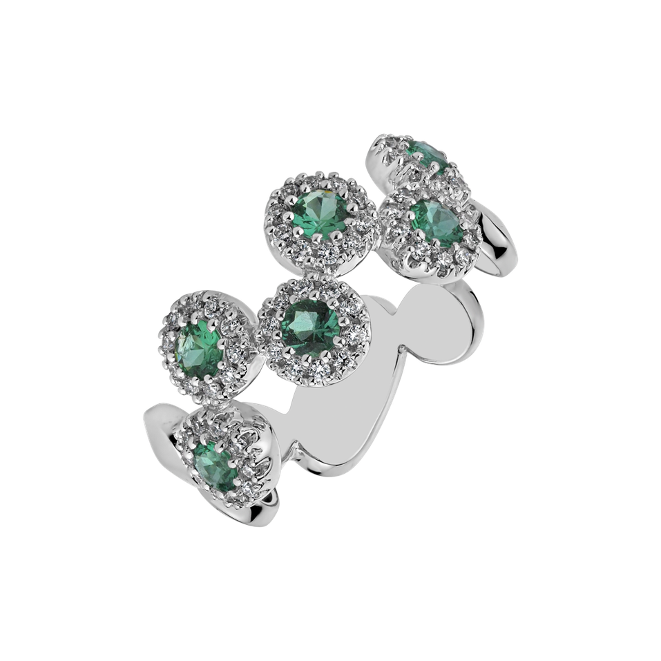 Diamond ring with Emerald Cameron