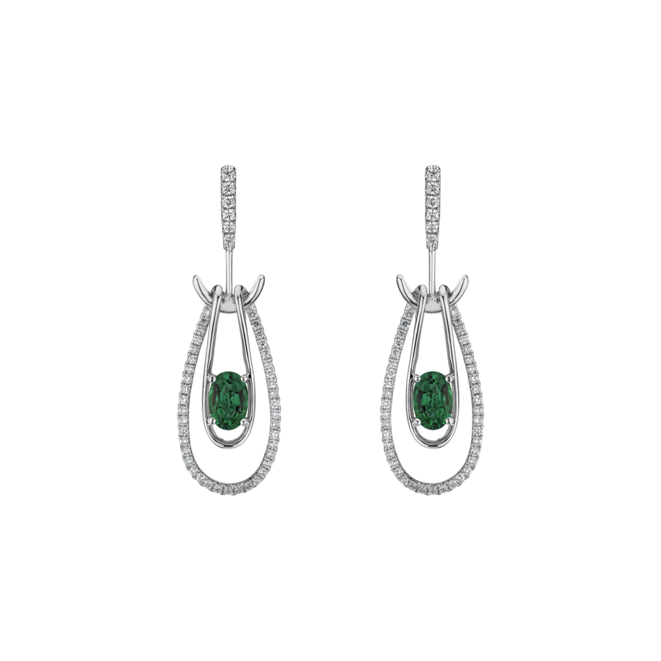 Diamond earrings with Emerald Gravity of Emerald