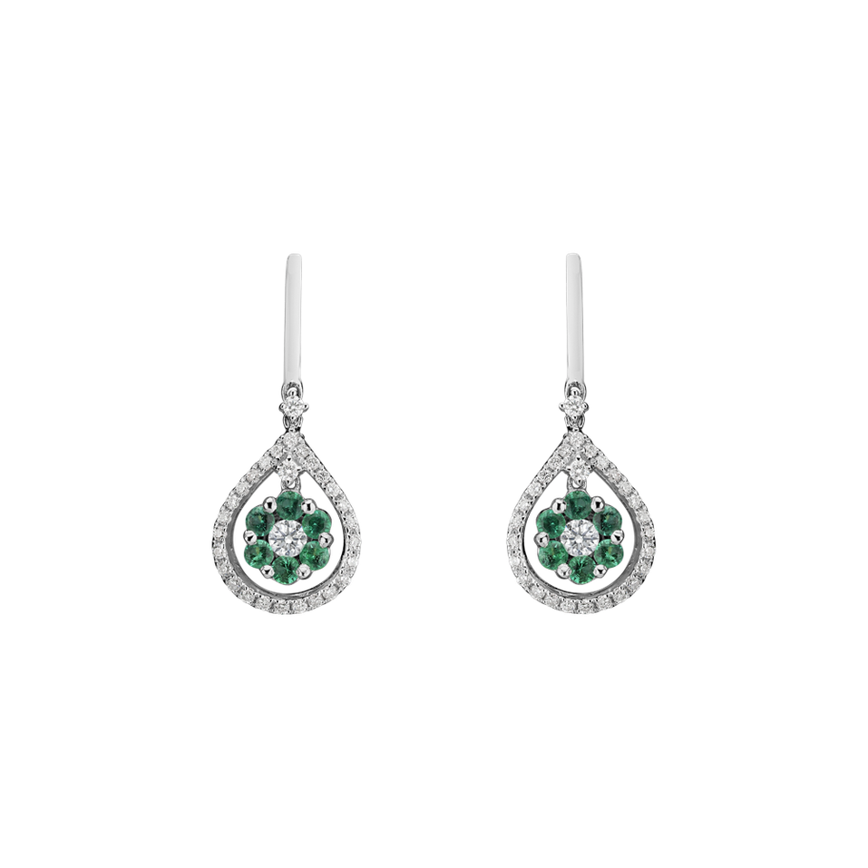 Diamond earrings and Emerald Juniper