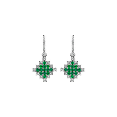 Diamond earrings and Emerald Dazzling Mesh