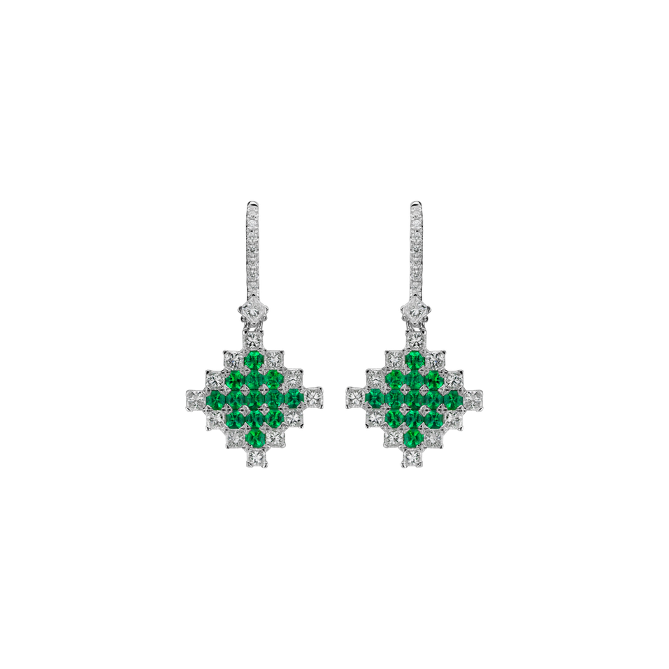 Diamond earrings and Emerald Dazzling Mesh