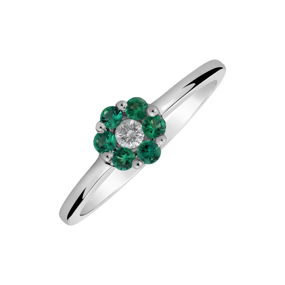 Diamond ring with Emerald Rosalie