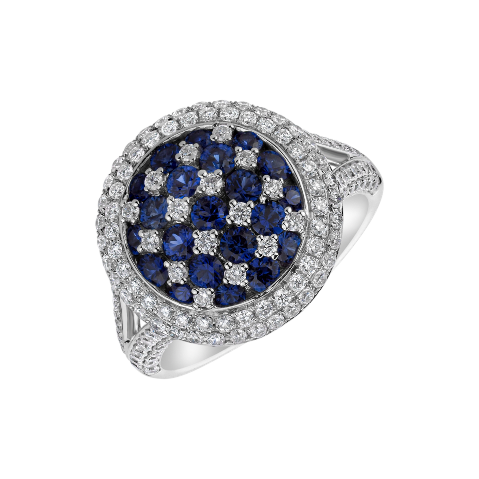 Diamond ring with Sapphire Célestine