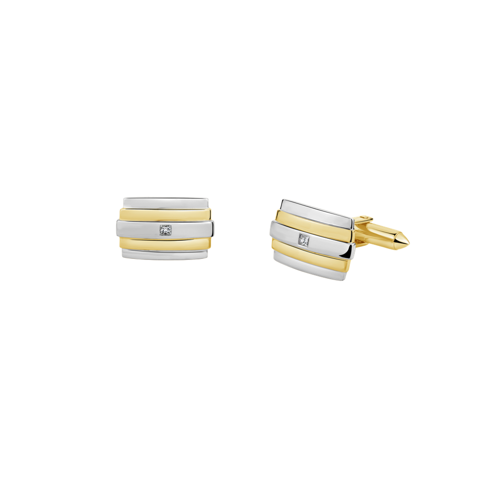 Diamond Cufflinks Gold Stripes