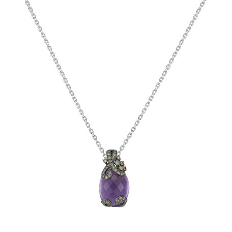 Pendant with brown diamonds and Amethyst Mythic Desire