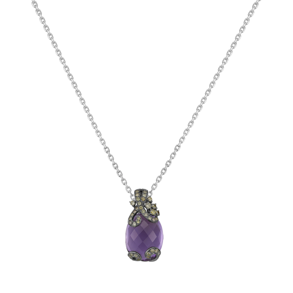 Pendant with brown diamonds and Amethyst Mythic Desire