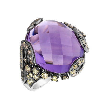 Ring with Amethyst and brown diamonds Sour Candy