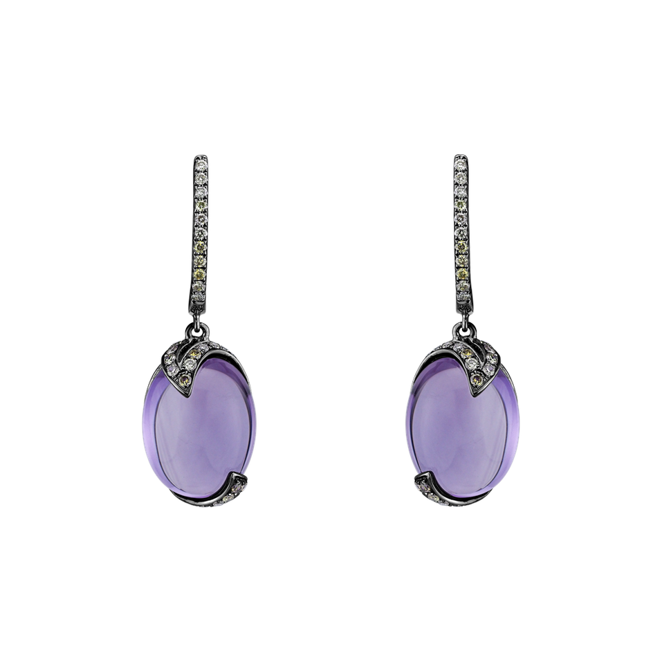 Earrings with Amethyst and brown diamonds Suriya