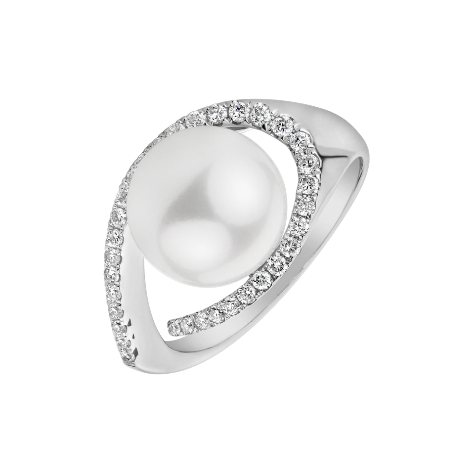 Diamond ring with Pearl Heavenly Shore