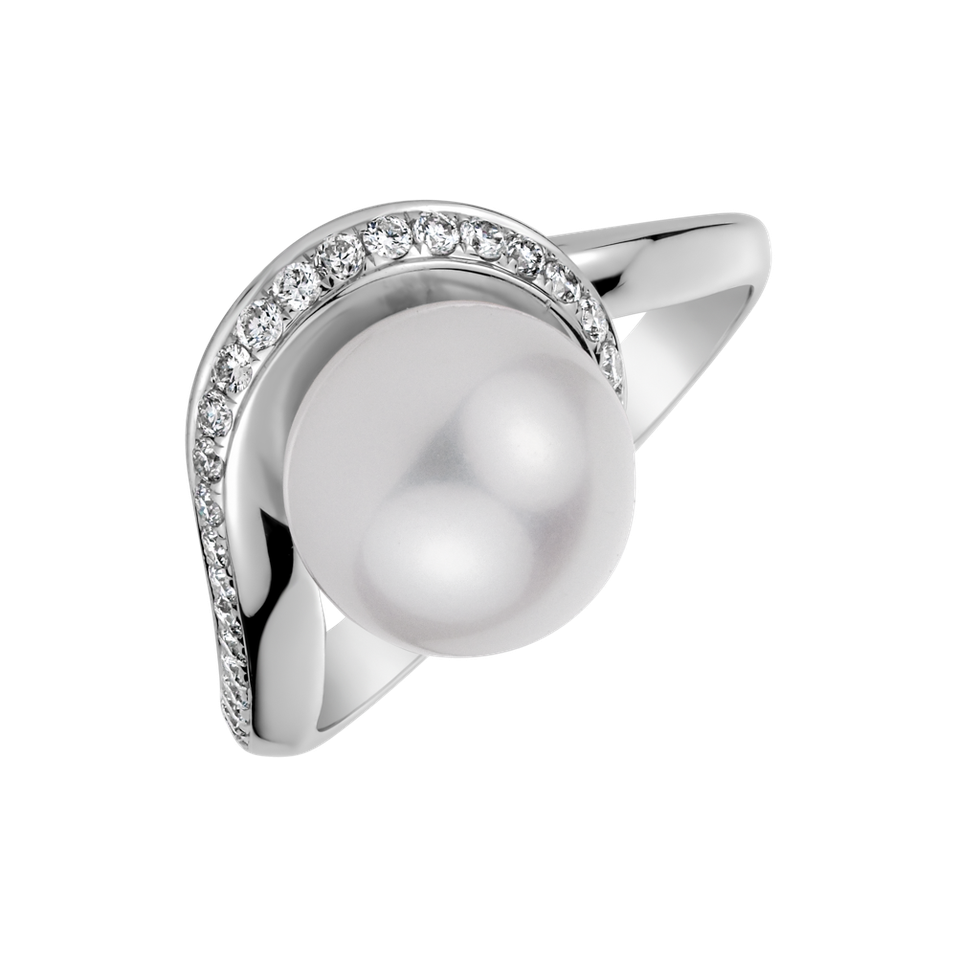 Diamond ring with Pearl Spiral Sea