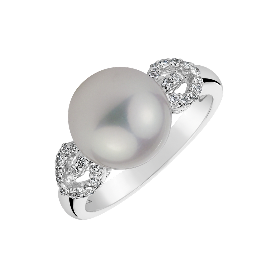 Diamond ring with Pearl Sea Love