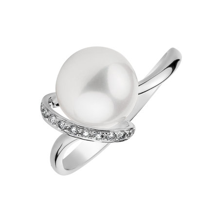 Diamond ring with Pearl Eternal Sea