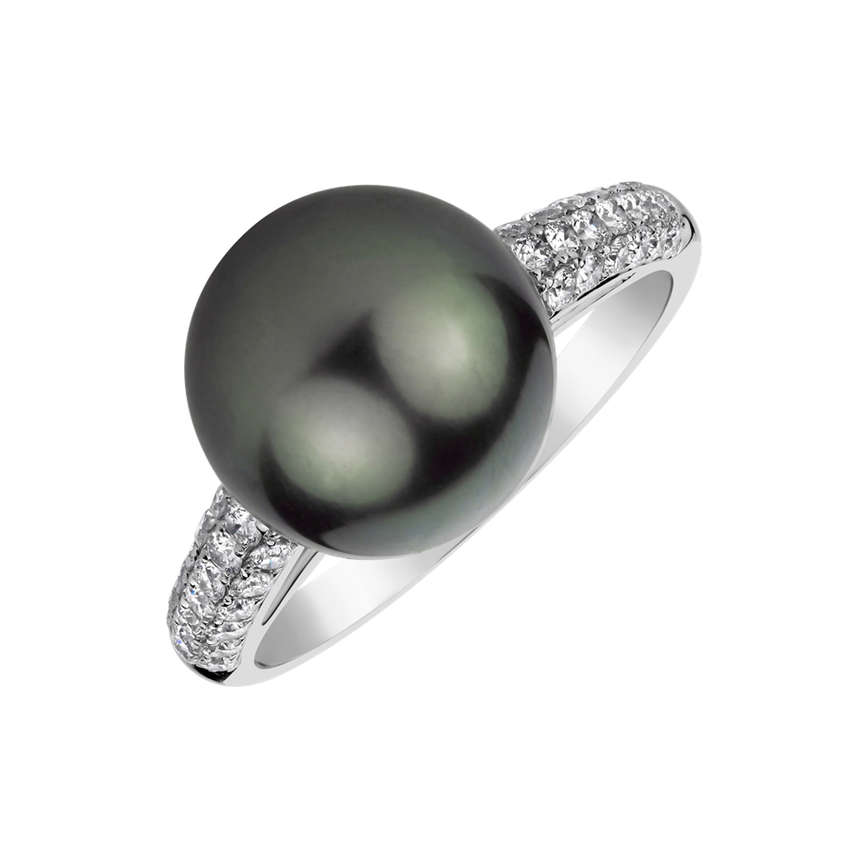 Diamond ring with Pearl Nautical Echo