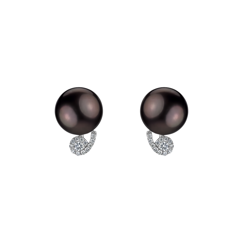 Diamond earrings with Pearl Nameless Ocean