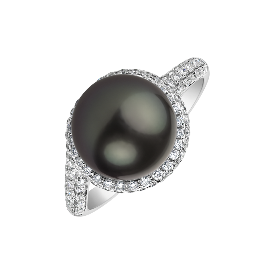 Diamond ring with Pearl Tahitian Sea