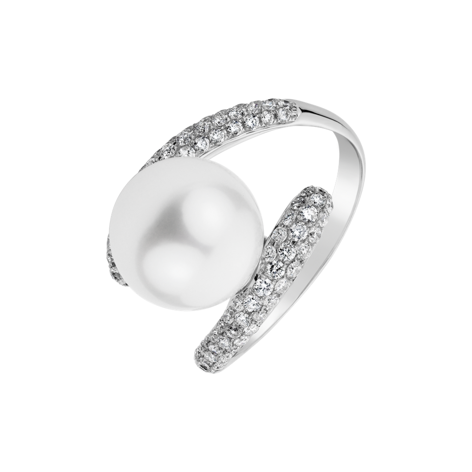 Diamond ring with Pearl Tahitian Poetry