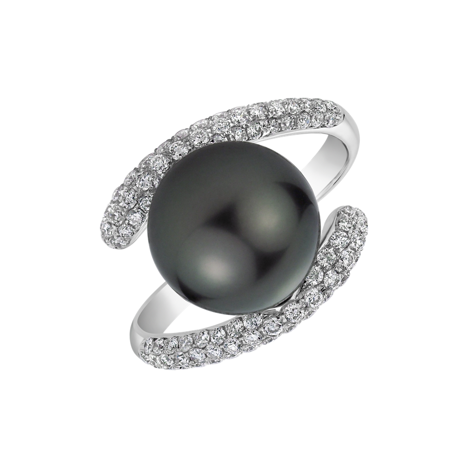 Diamond ring with Pearl Tahitian Poetry