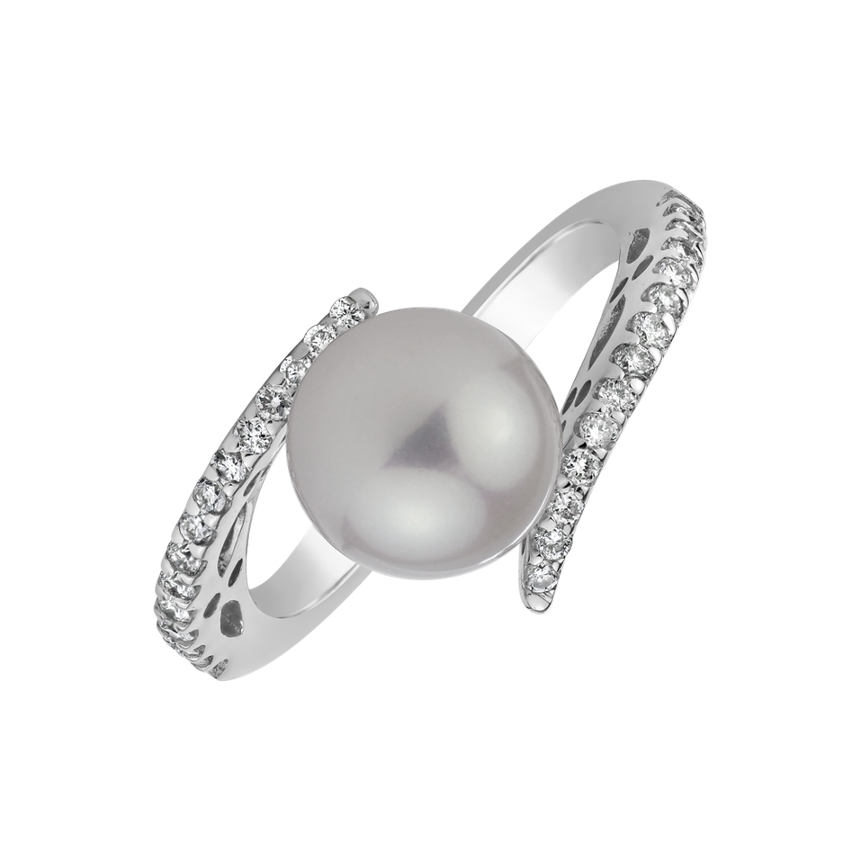 Diamond ring with Pearl Poseidon Future