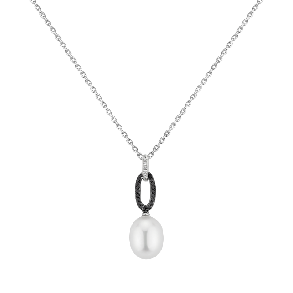 Pendant with black and white diamonds and Pearl Rhapsody