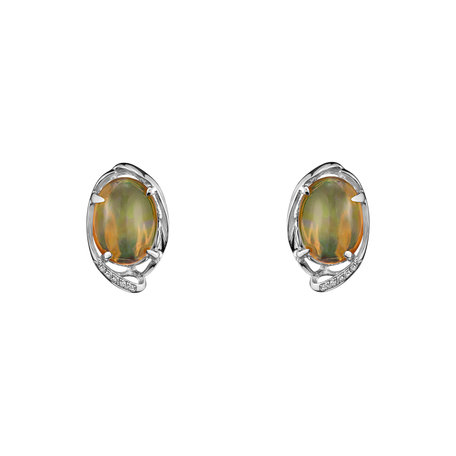 Diamond earrings with Opal Majestic Whisper