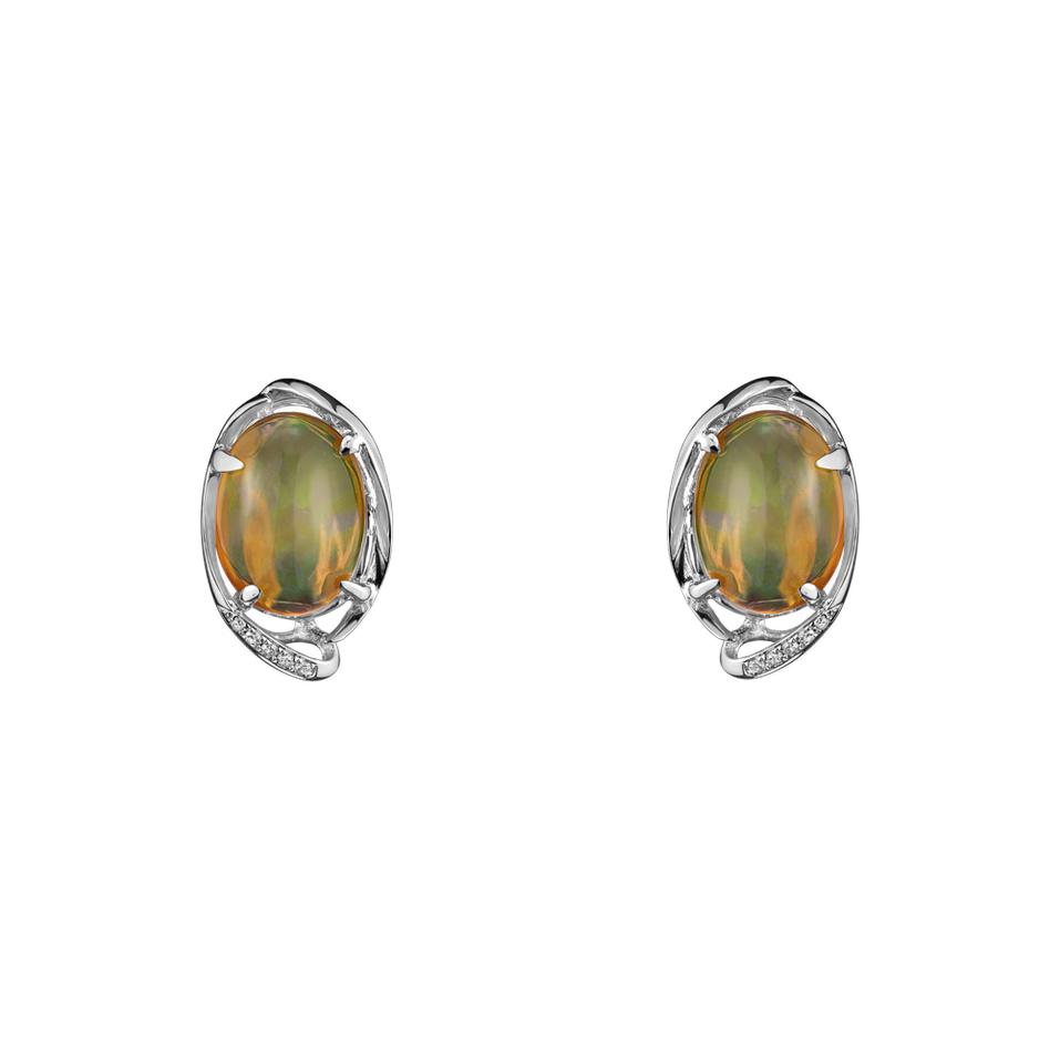 Diamond earrings with Opal Majestic Whisper