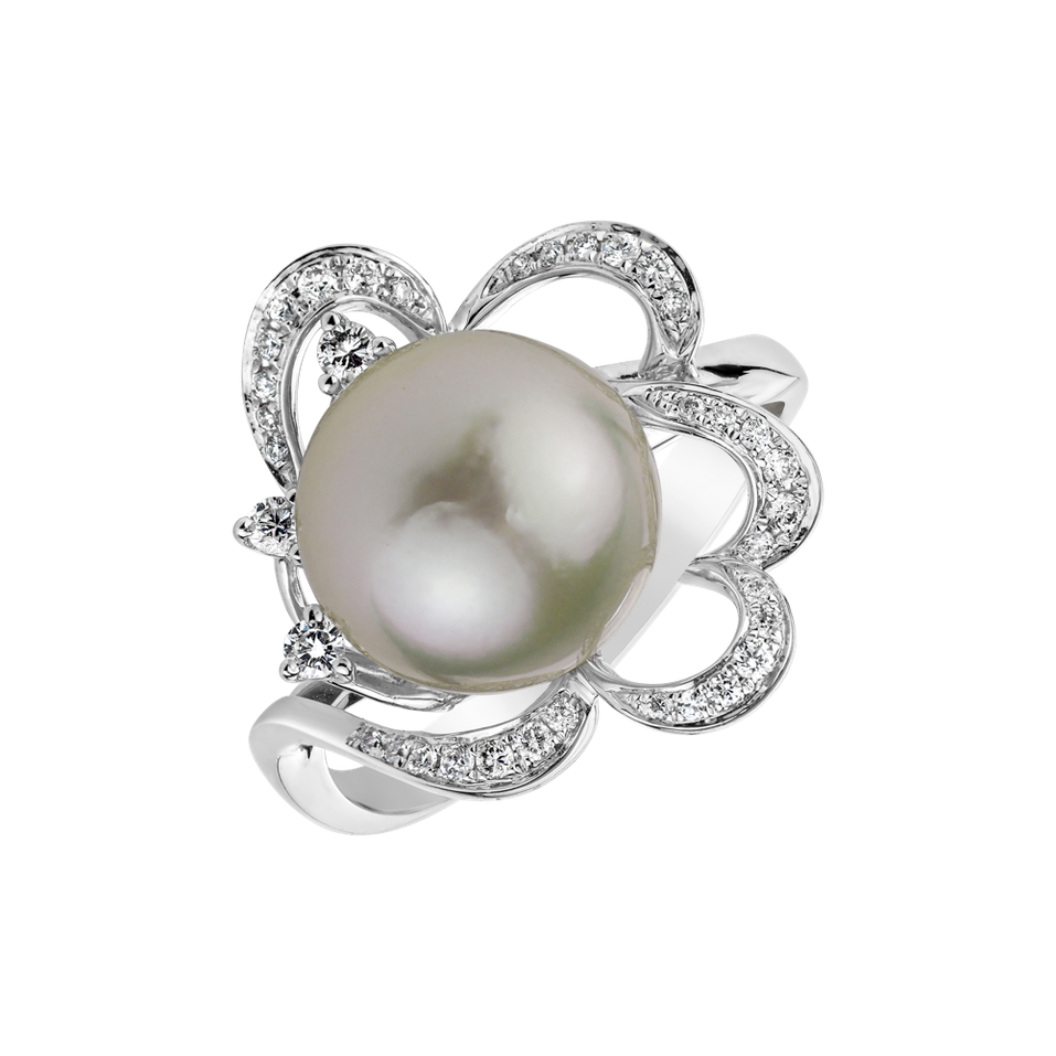 Diamond ring with Pearl Pearl Romance