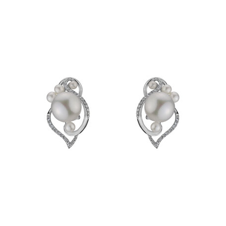 Diamond earrings with Pearl White Passion