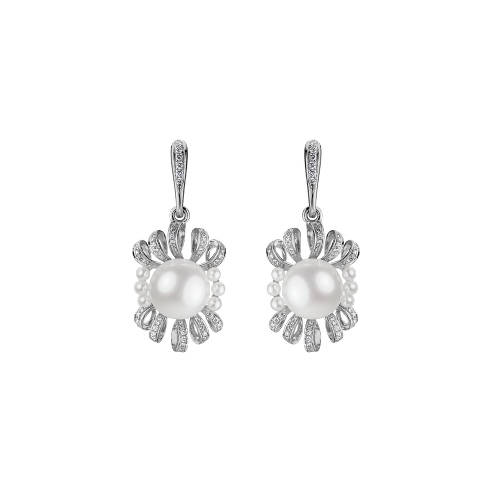 Diamond earrings with Pearl Nymph Eminence