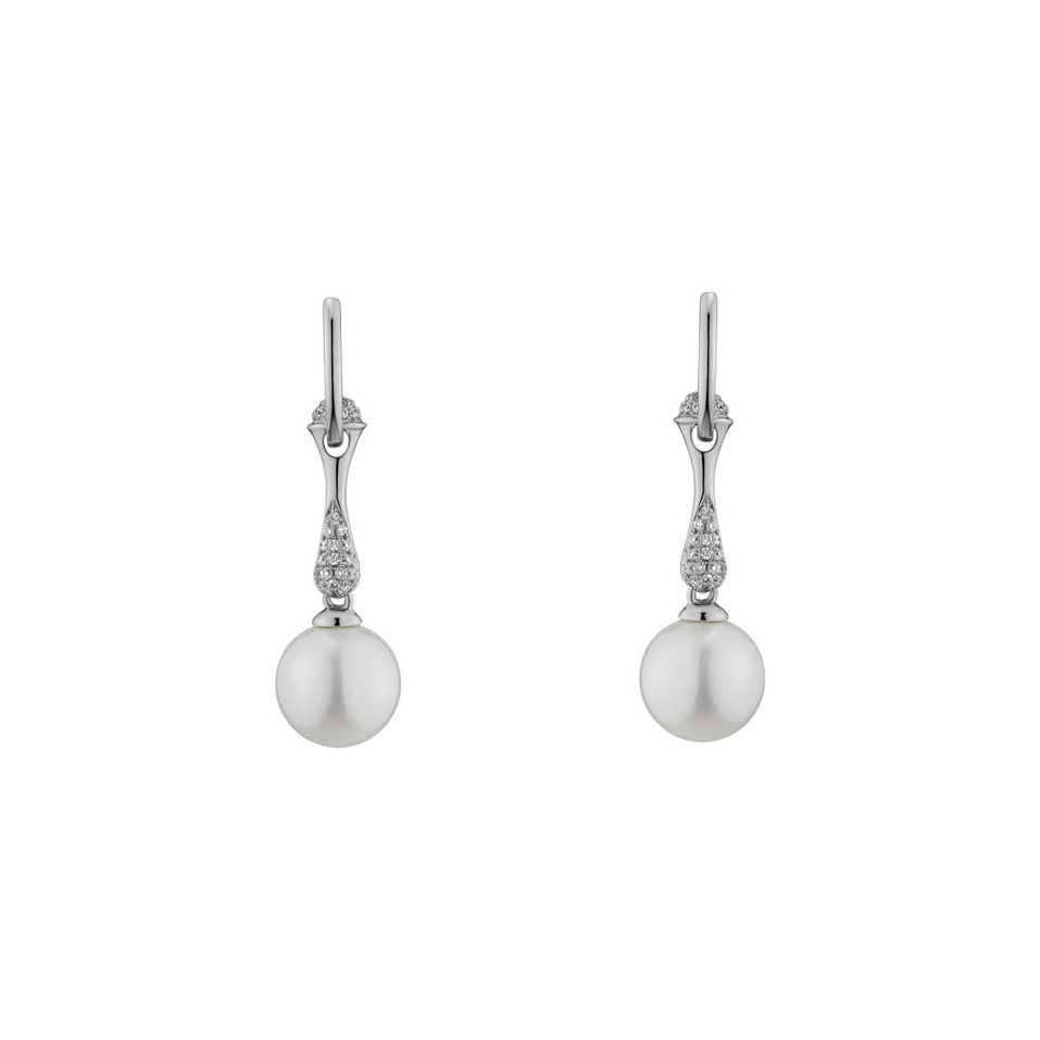 Diamond earrings with Pearl Alastia