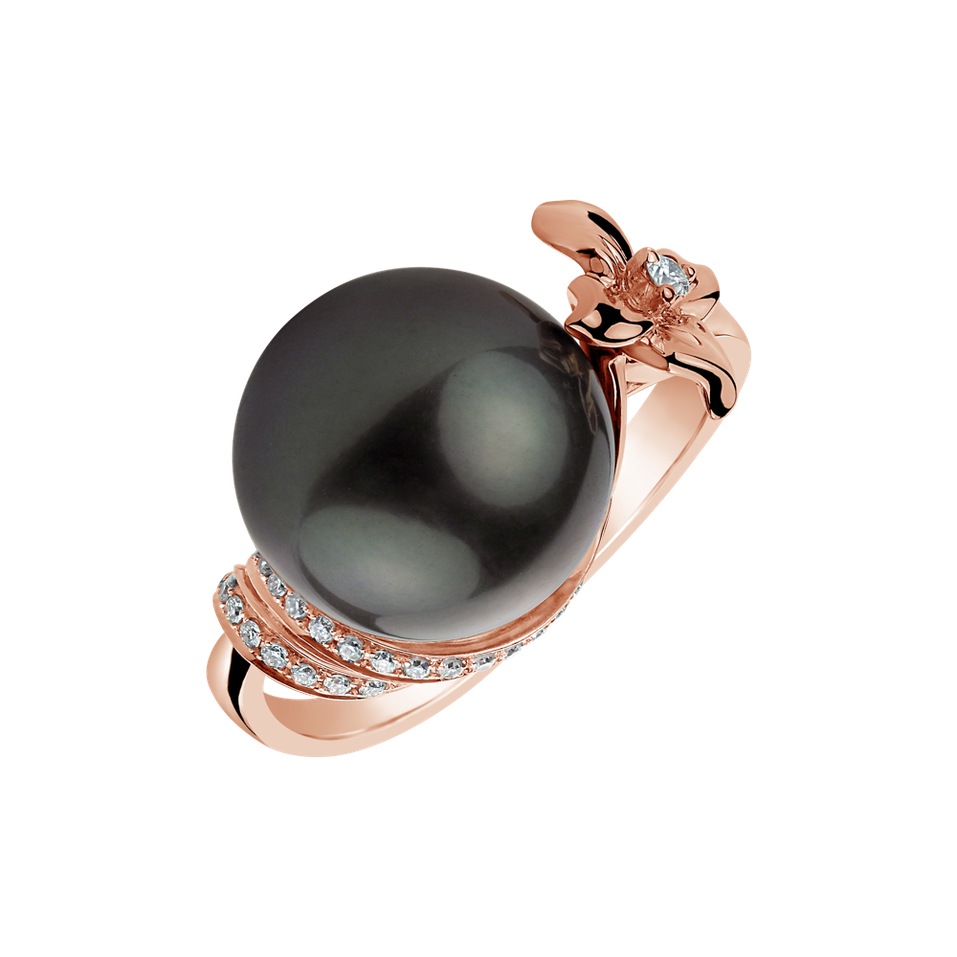 Diamond ring with Pearl Poseidons Night